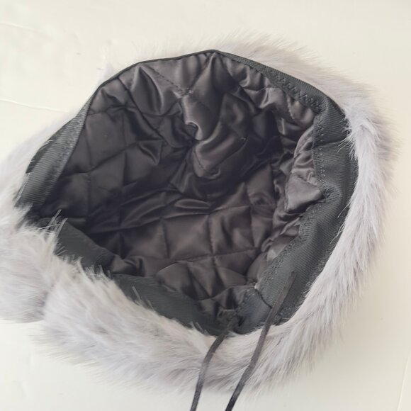 Gray Faux Fur Winter Bucket Hat Unisex One Size Fits Most main image 5